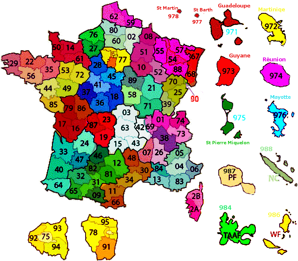 carte des départements